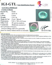 3.52/CT Natural Panna Stone with Govt. Lab Certificate (56610)